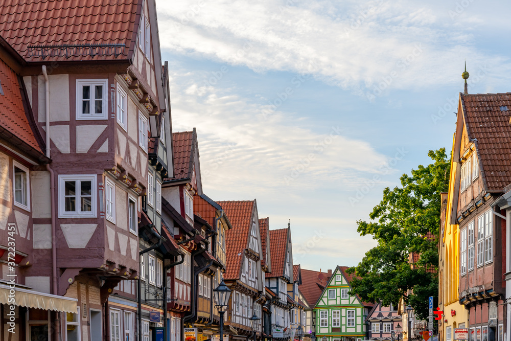 Obraz premium detail view of the beautiful half-timbered houses in Celle in Lower Saxony