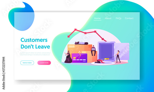 Society Pauperization Landing Page Template. Beggars Sleeping and Begging on Street, Homeless Adult Poor People Beg