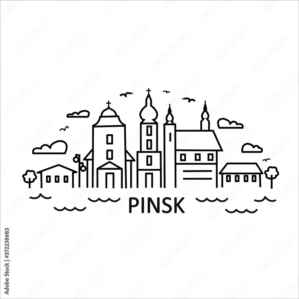 Line art image of the city of Pinsk Belarus Line art image of the city of Pinsk Belarus