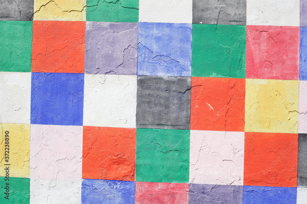 Bunte Steinmauer abstrakt, Quadrate, Hintergrundbild, Textur Bunte Steinmauer abstrakt, Quadrate, Hintergrundbild, Textur