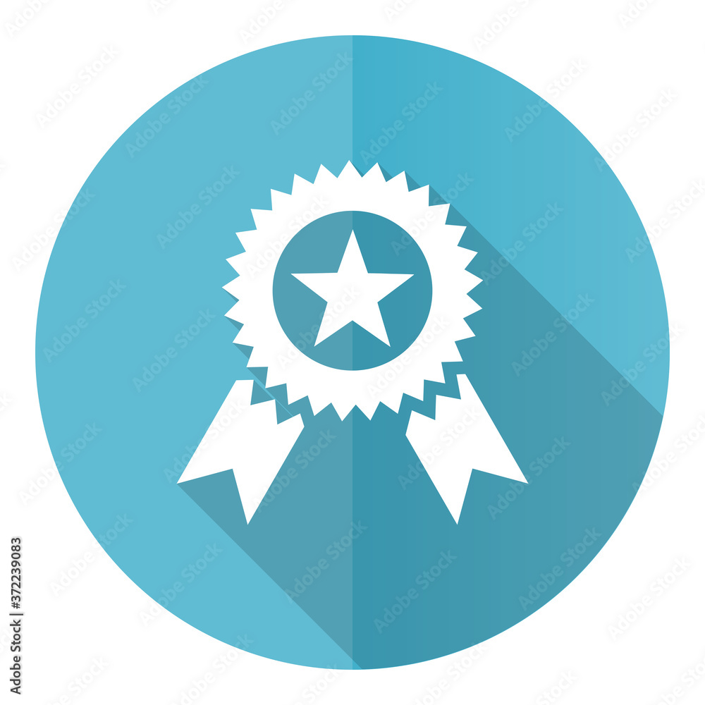 Award vector icon, flat design blue round web button isolated on white background Award vector icon, flat design blue round web button isolated on white background