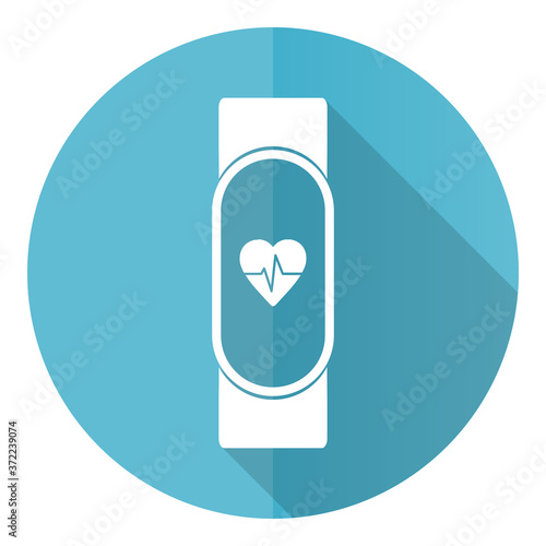 Smart band blue round flat design vector icon isolated on white background, smartwatch, fitness illustration in eps 10
