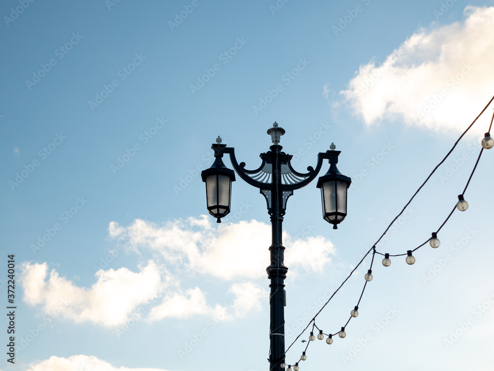 Old style street lamp on english seaside 