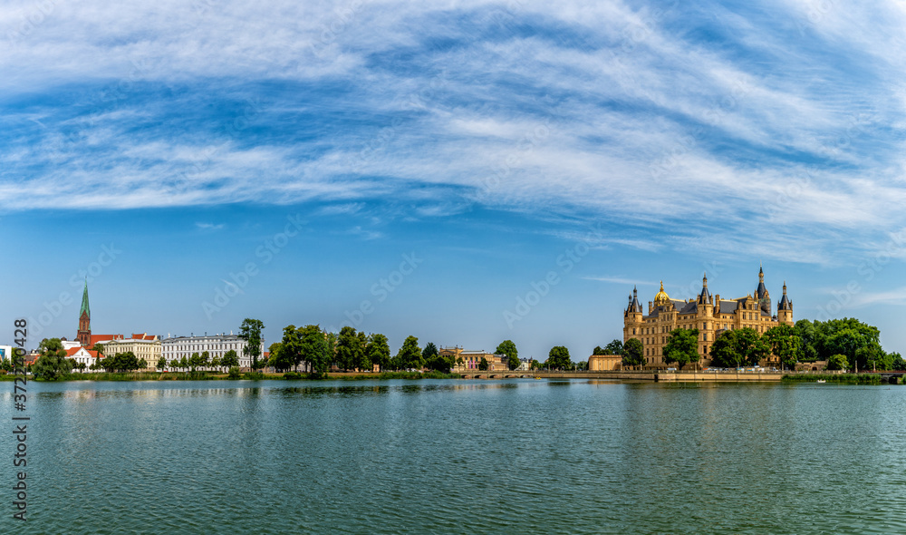 panorama view of the city of Schwerin in Mecklenburg-Vorpommern