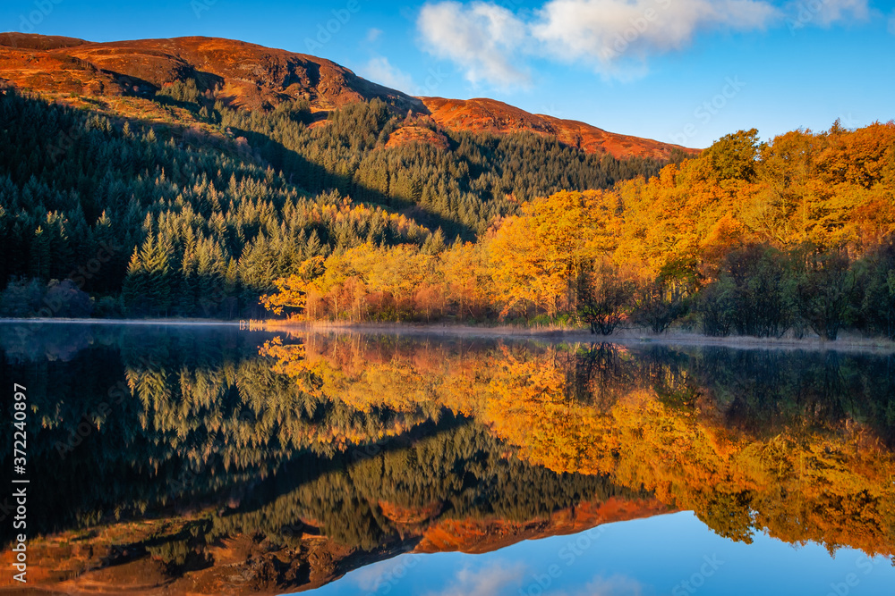 Late Autumn Reflections at Loch Chon, Loch Lomond and The Trossachs National Park.