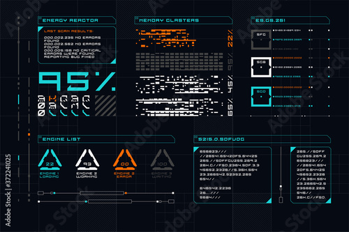 Set of Sci Fi Modern User Interface Elements. Futuristic Abstract HUD. Good for game UI. Vector Illustration EPS10