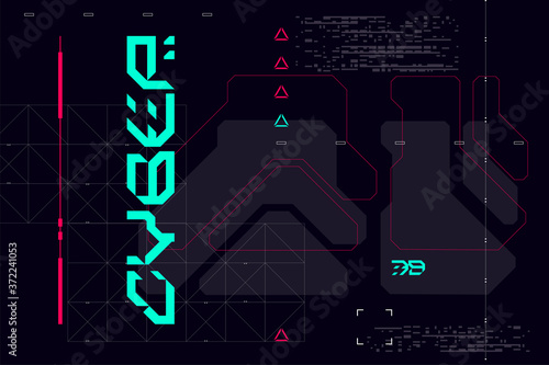 Modern cyberpunk poster. Futuristic Abstract HUD. Good for game UI. Vector Illustration EPS10