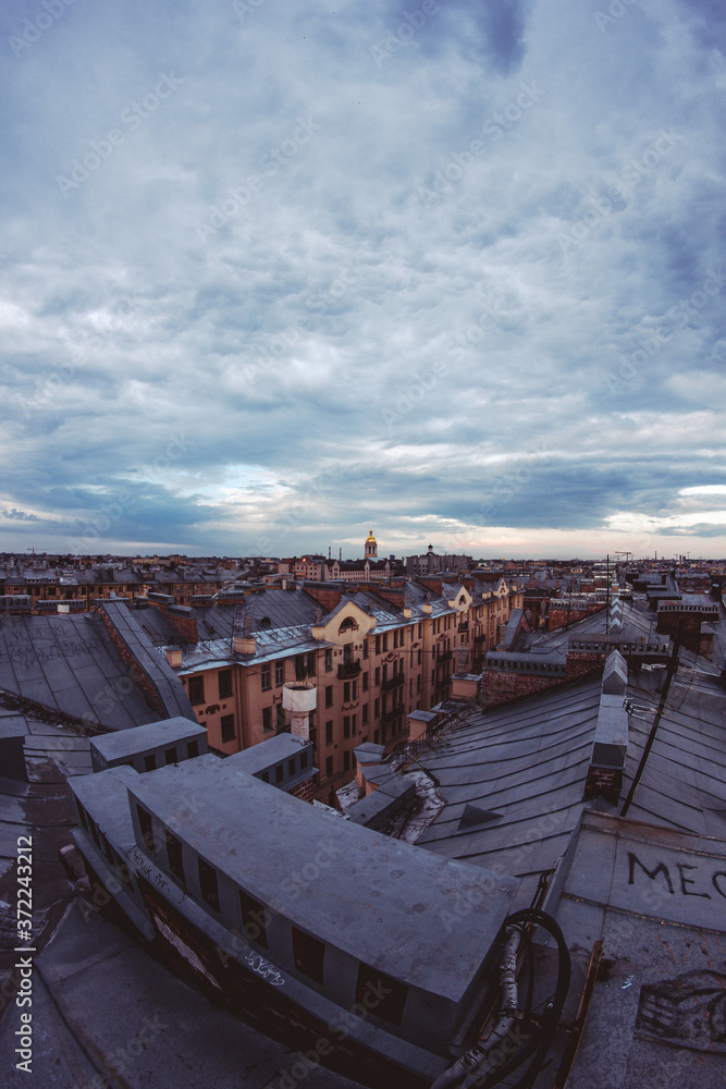 Panorama of St. Petersburg. Cities of Russia. Petersburg architecture. Petersburg courtyards. Summer in St. Petersburg. Travel across Russia. Panorama of the city from the roof. Panorama of St. Petersburg. Cities of Russia. Petersburg architecture. Petersburg courtyards. Summer in St. Petersburg. Travel across Russia. Panorama of the city from the roof.