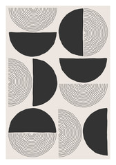 Papier peint photo Minimaliste art Motif minimaliste aux courbes dessinées main  © C Design Studio