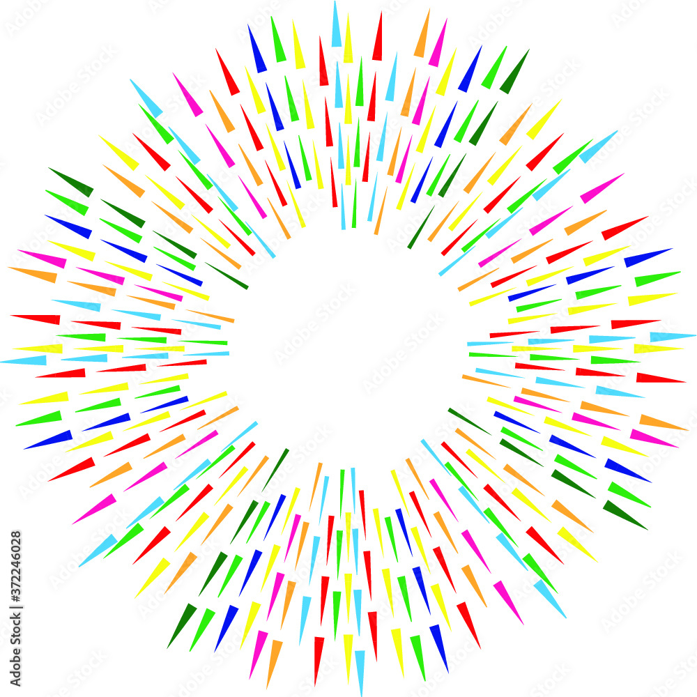 Radial speed Lines in Circle Form for comic books . fireworks Explosion background . Vector Illustration . Starburst
 round Logo . Circular Design element . Abstract Geometric star rays . Sunburst .