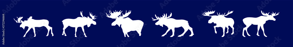 a set of white sketch deer or caribou icon design template with various model. vector illustration a set of white sketch deer or caribou icon design template with various model. vector illustration