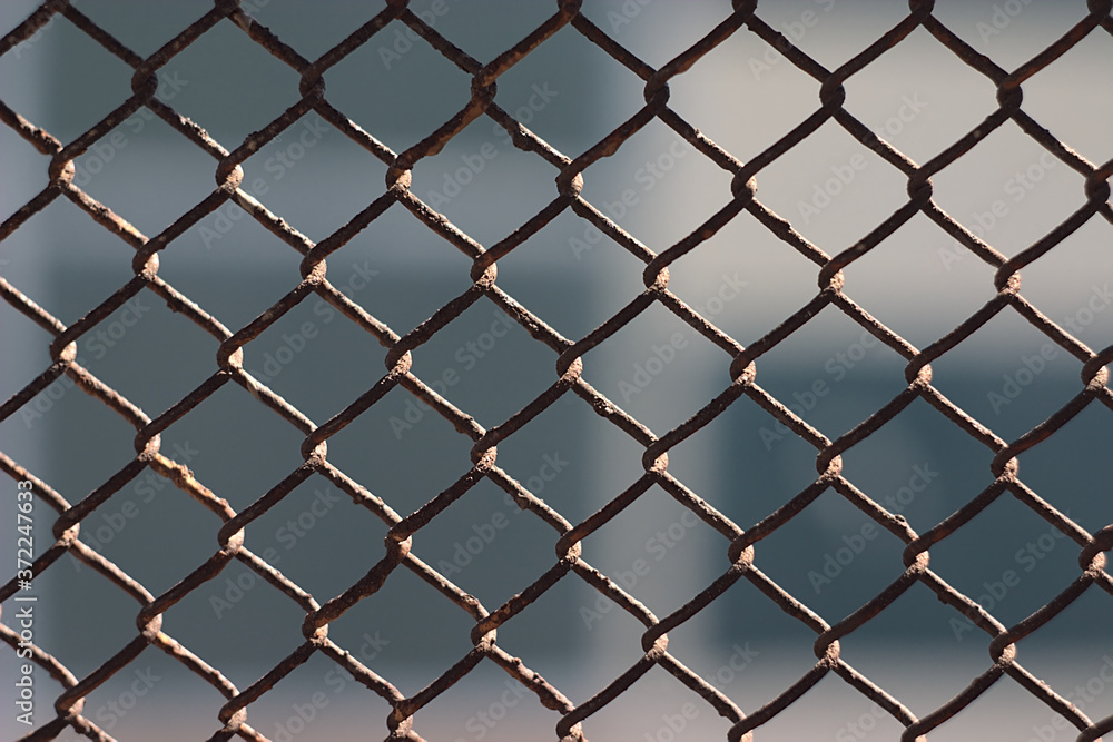 rusty wire mesh in the balcony railing rusty wire mesh in the balcony railing