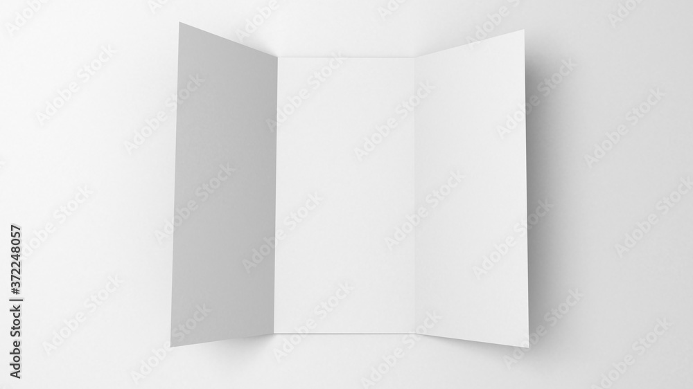 A4 blank paper trifold 3d rendering on grey background. Lifleat 3d illustration for mock up A4 blank paper trifold 3d rendering on grey background. Lifleat 3d illustration for mock up