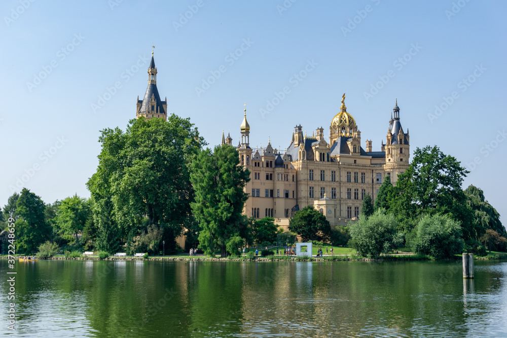 Schwerin Castle on the lake in Mecklenburg-Vorpommern in Germany