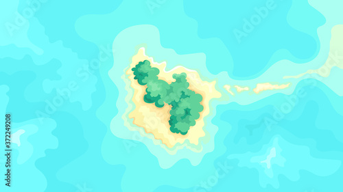 Tropical island top view. Beautiful nature scenery.