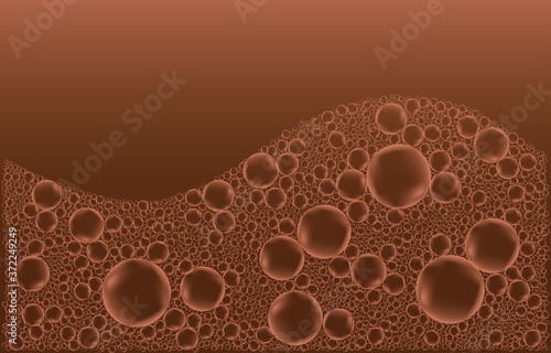 Hot chocolate, cocoa or coffee cappuccino milk bubble foam background.