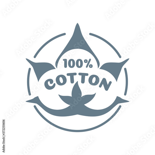 100 percents cotton sticker for natural breathable textile marking - vector isolated label 