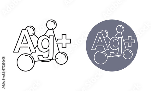 Ag plus emblem - Silver ions action stamp - antibacterial effect of ion solution - science, chemistry and technology marking, icon or logo template