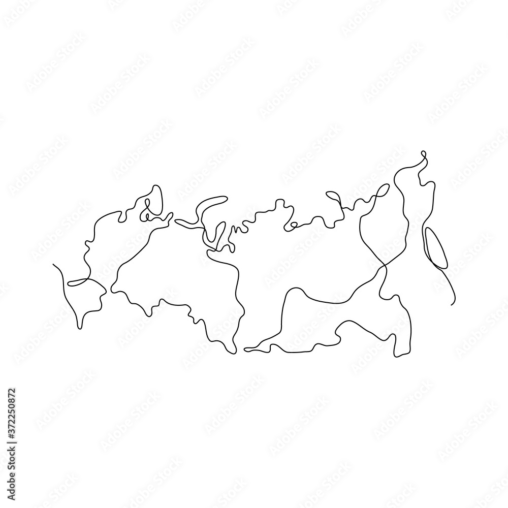 One line Russia design silhouette. Hand drawn minimalism style vector illustration.