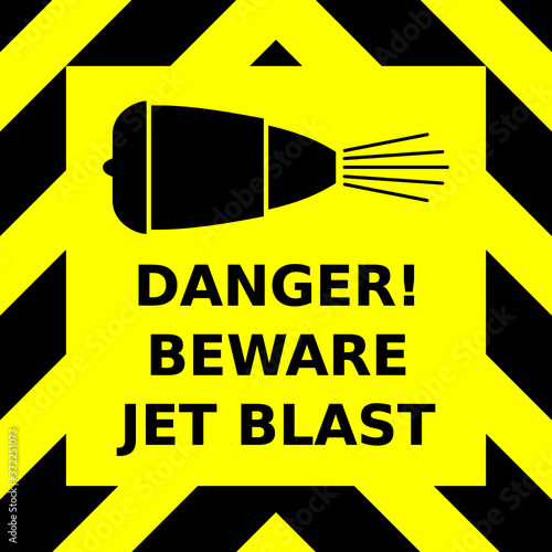 Black and yellow chevron vector graphic sign advising of the danger of jet blast