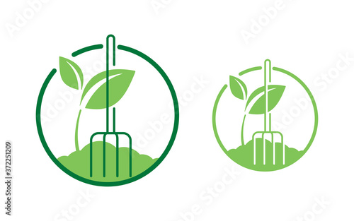 Organic fertilizer emblem - farming agriculture useful component - naturally occurring organic animal wastes - isolated vector icon