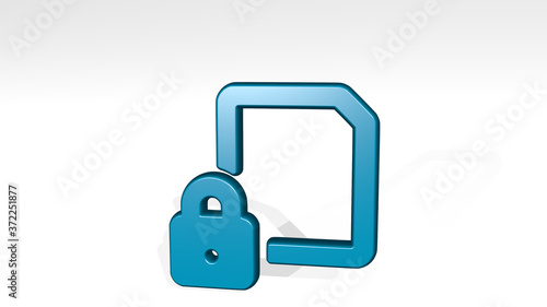 COMMON FILE LOCK 3D icon casting shadow, 3D illustration for background and animal © Ali