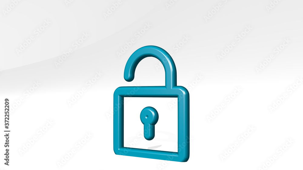 lock unlock 3D icon casting shadow, 3D illustration for background and door lock unlock 3D icon casting shadow, 3D illustration for background and door