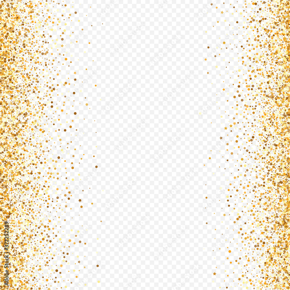 Gold Sparkle Falling Transparent Background. Rich 