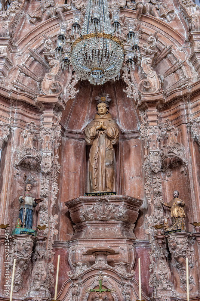Sao Francisco de Assis Church, Statue Sao Pedro de Alcantara, Sao Joao del Rey, Minas Gerais, Brazil
