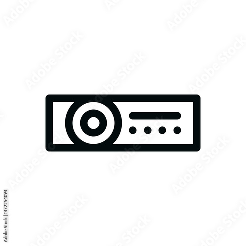 Car stereo isolated icon, car radio linear icon, car music receiver outline vector icon with editable stroke
