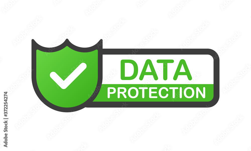 Data Protection banner. Flat icon. Website information. Network cyber technology. White background. Data secure. Vector illustration. Data Protection banner. Flat icon. Website information. Network cyber technology. White background. Data secure. Vector illustration.