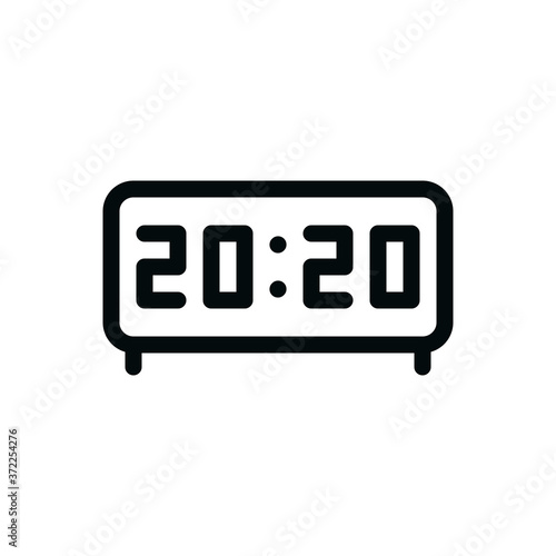 Alarm clock isolated icon, alarm digital clock outline vector icon with editable stroke