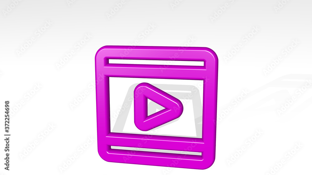 video player movie 3D icon casting shadow, 3D illustration for background and camera video player movie 3D icon casting shadow, 3D illustration for background and camera