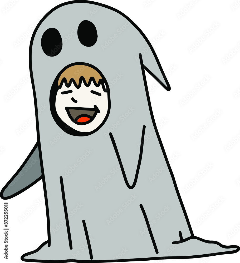 Vector boy in ghost costume For halloween. Vector boy in ghost costume For halloween.