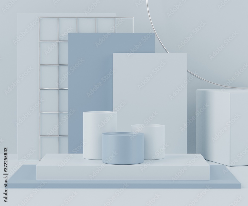3d abstract background of empty podium display for products and cosmetic presentation and mock up. Blue colors of blank pedestal or showcase with minimal geometry shapes. Colorful scene. 3d abstract background of empty podium display for products and cosmetic presentation and mock up. Blue colors of blank pedestal or showcase with minimal geometry shapes. Colorful scene.