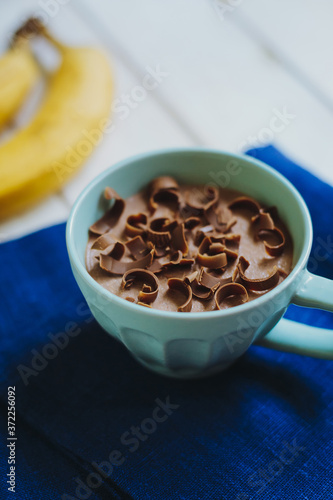 Chocolate air mousse with chocolate chips
