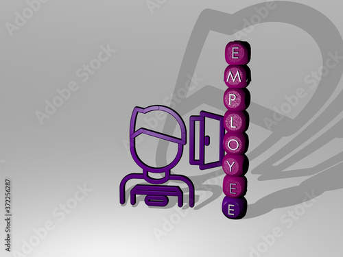 EMPLOYEE text beside the 3D icon, 3D illustration for business and businessman