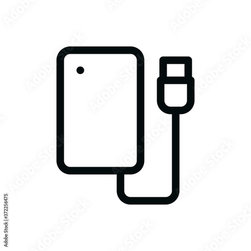 External hard drive isolated icon, external hard disk outline vector icon with editable stroke