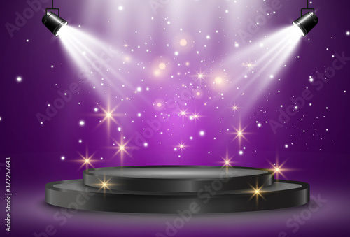 Podium or platform with spotlights. A pedestal for rewarding the winners.