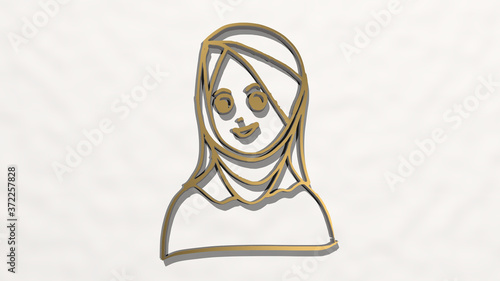 Muslim woman with hijab 3D drawing icon  3D illustration for arabic and arab