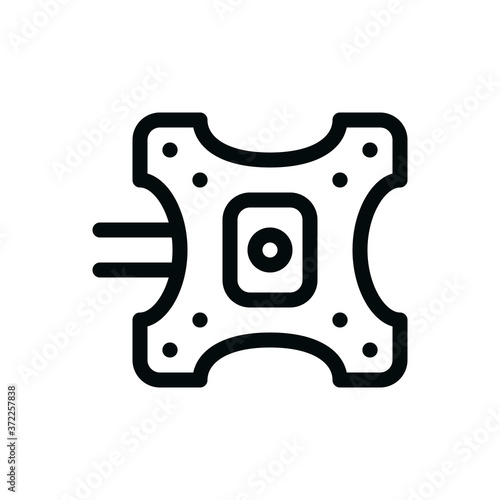 Flat panel frame TV wall mount bracket isolated vector icon with editable stroke