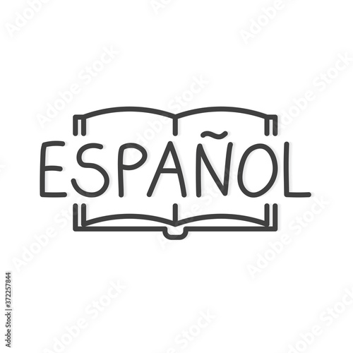espanol (spanish) and open book, concept of learning spanish language- vector illustration