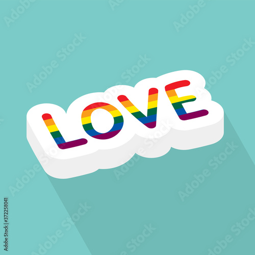 love word filled with LGBT flag pattern- vector illustration