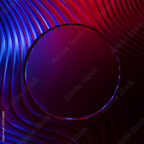 Abstract framed background. Colorful vibrant wavy design wallpaper. Creative graphic 2d illustration with centered frame. Trendy fluid cover with dynamic shapes flow.