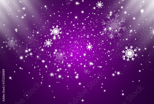 Vector illustration of flying snow on a transparent background.Natural phenomenon of snowfall or blizzard.