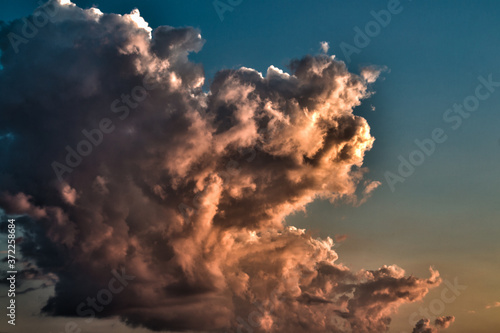 Dramatic sky at sunset. Hdr image of cloudscape