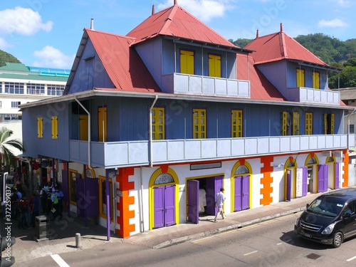 Seychelles, Indian Ocean, Mahe Island, city of Victoria, typical house