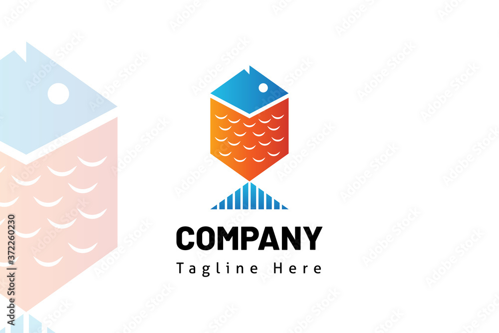 Fototapeta premium logo fish icon illustration gradient