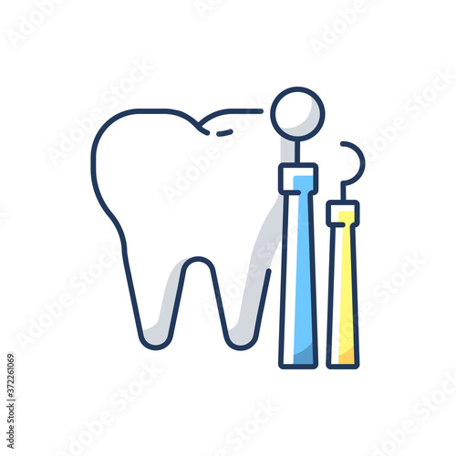 Dentistry RGB color icon. Dental medicine and health. Endodontics and orthodontics. Stomatology. Teeth treatment. Oral medicine. Dental hygiene. Hospital department. Isolated vector illustration