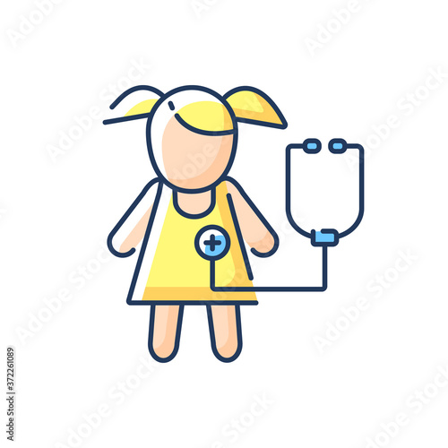 Pediatric department RGB color icon. Infants and children medical care. Kids physical, psychosocial development. Pediatrician. Child care. Hospital department. Isolated vector illustration